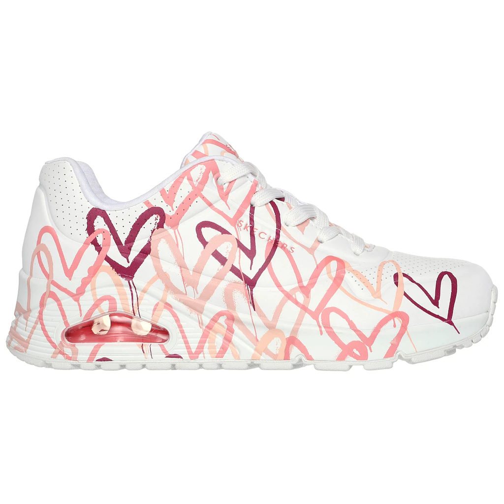 Skechers Wedgesneaker »UNO-SPREAD THE LOVE« Freizeitschuh Halbschuh Schnürschuh mit coolem Graffiti-Print Sonderangebot der Fabrik
