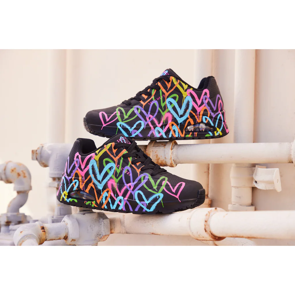 Skechers Sneaker »UNO - HIGHLIGHT LOVE« Freizeitschuh Halbschuh Schnürschuh mit Herzchen-Print ▷ für Hotsell