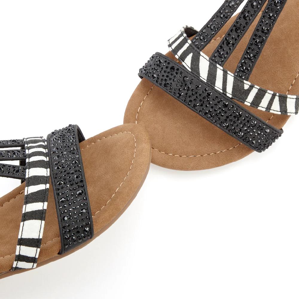 LASCANA Sandale Sandalette Sommerschuh mit Verzierung und kleinem Keilabsatz VEGAN Fabrikpreis
