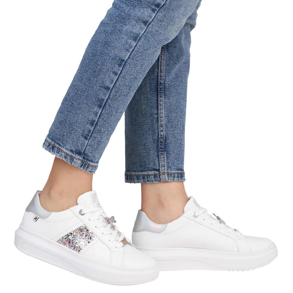 Rieker EVOLUTION Plateausneaker mit stylischen Metallic-Details Freizeitschuh Halbschuh Schnürschuh ▷ für Bestseller