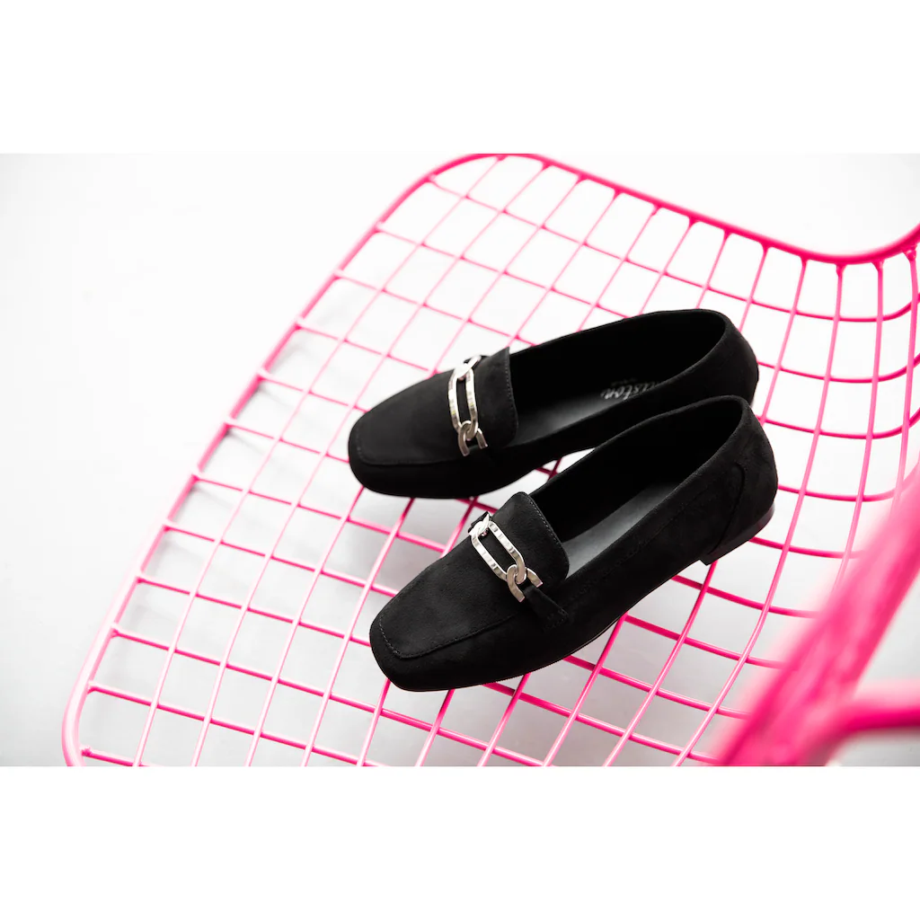 Aniston SHOES Loafer Slipper Schlupfschuh Flat Schmuckspange - NEUE KOLLEKTION Speichern exportieren