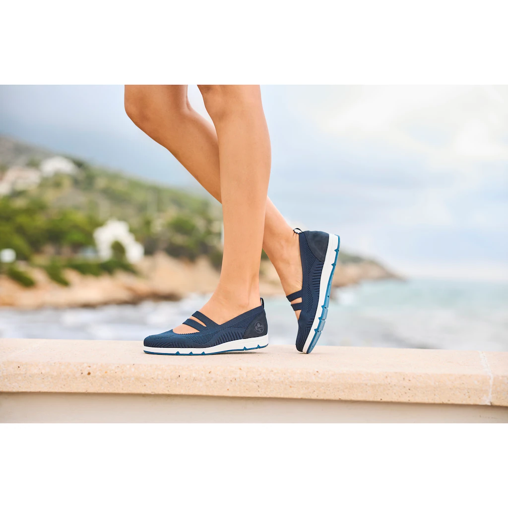 Rieker Riemchenballerina Schlupfschuh Halbschuh Slip-on Sneaker mit Gummizug Black Friday Preise