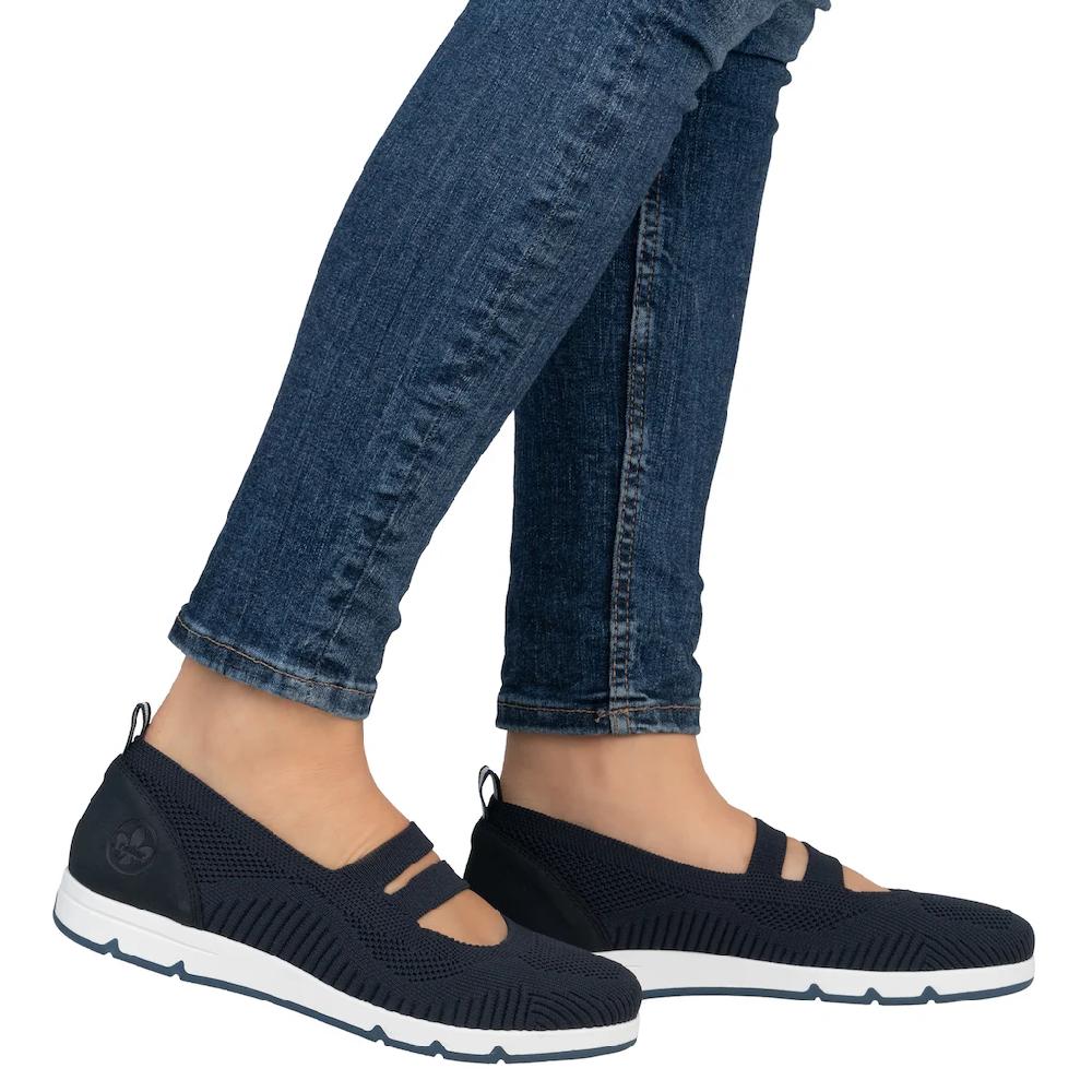 Rieker Riemchenballerina Schlupfschuh Halbschuh Slip-on Sneaker mit Gummizug Black Friday Preise