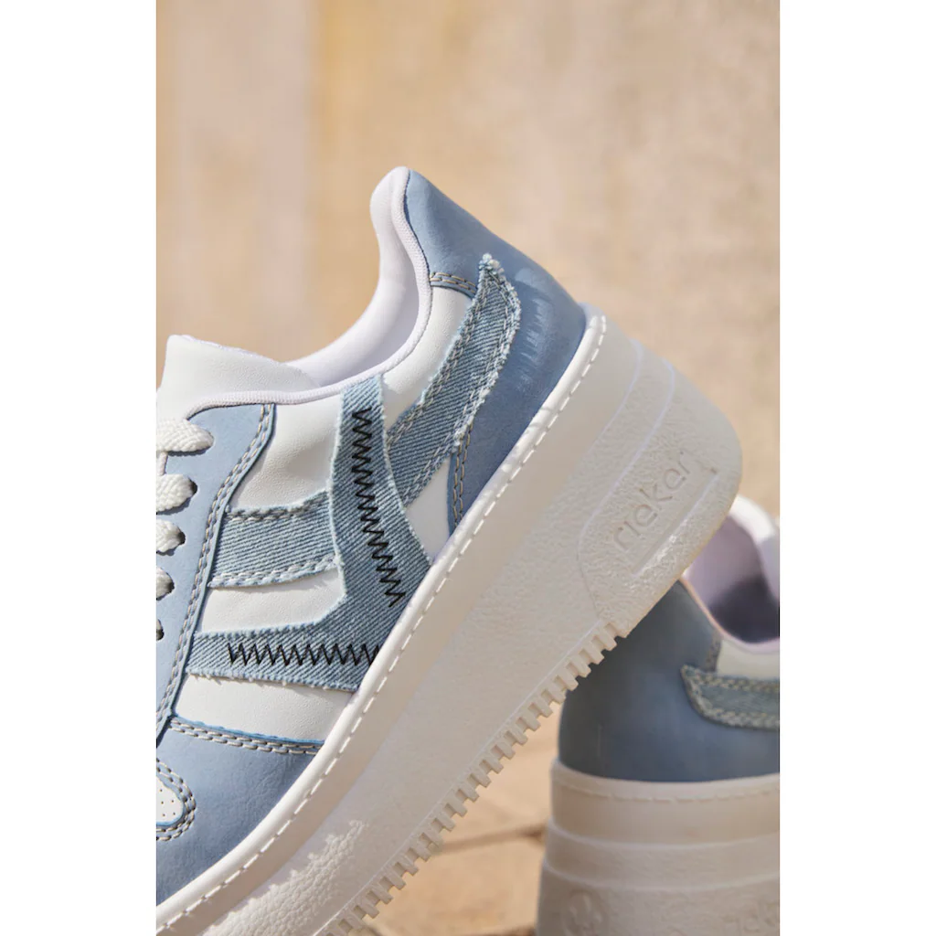 Rieker Plateausneaker Freizeitschuh Halbschuh Schnürschuh mit gepolstertem Schaftrand online bestellen Fabrikpreis