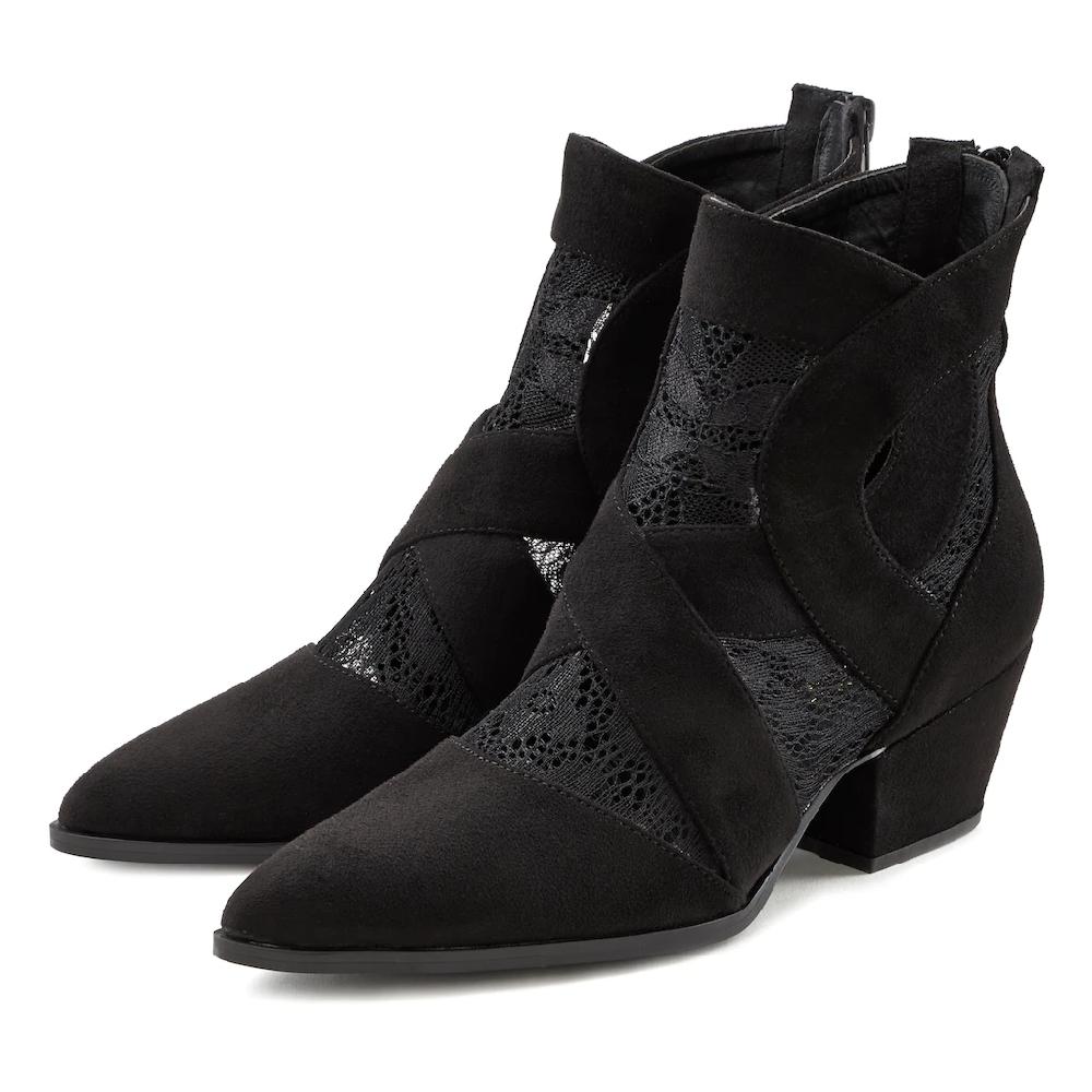 LASCANA Stiefelette mit Spitze & bequemen Blockabsatz Cowboy Boots Westernstiefel ▷ für Begrenztes Angebot