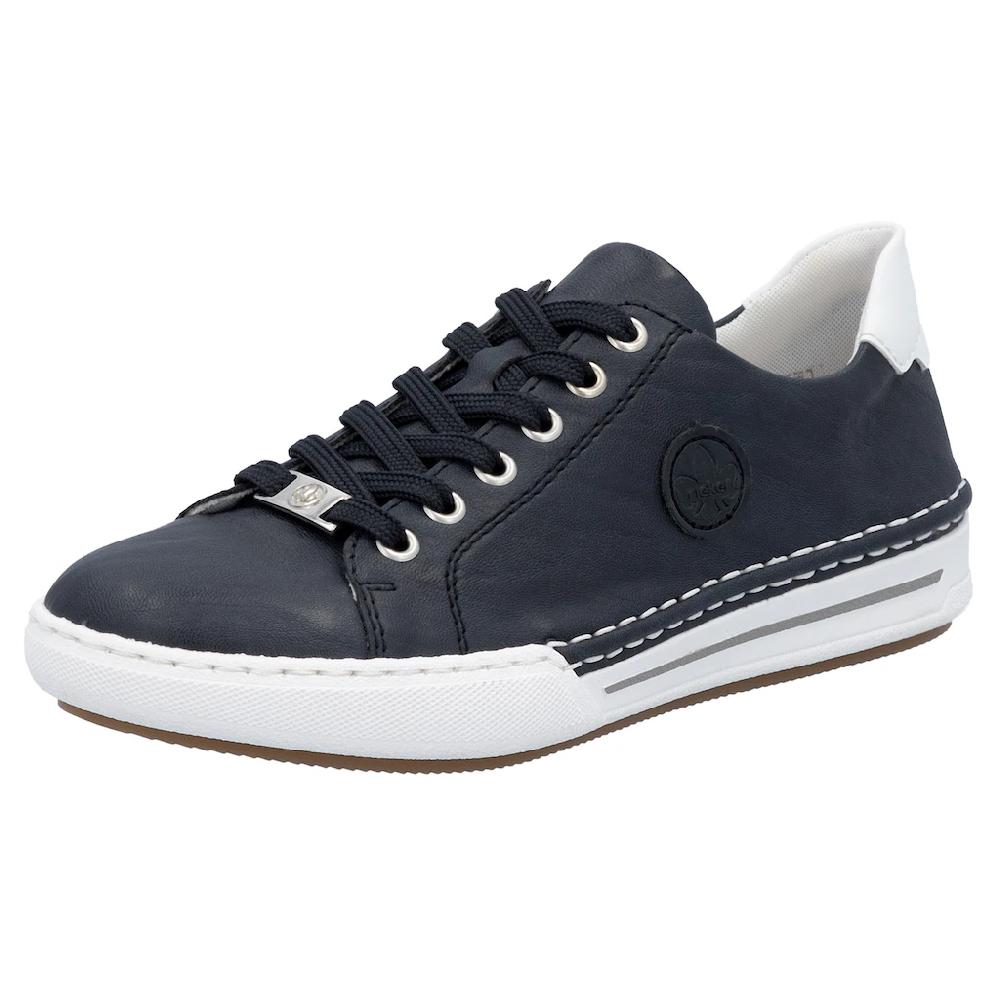 Rieker Plateausneaker Schnürschuh Halbschuh Freizeitschuh mit weißer Rahmennaht ▷ für
