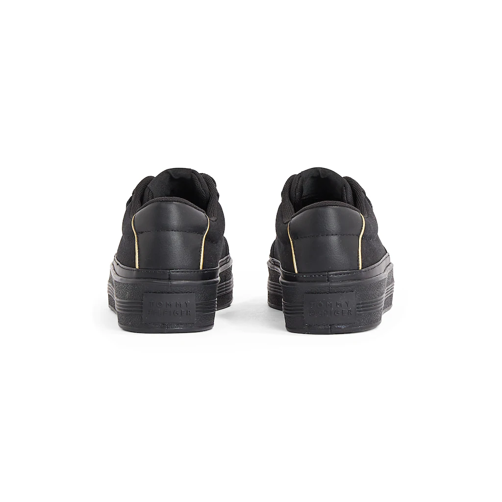 Tommy Hilfiger Plateausneaker »ESSENTIAL VULC TEXTILE SNEAKER« Freizeitschuh Halbschuh Schnürschuh mit goldfarbenen Details online bestellen Valentinstagsangebot