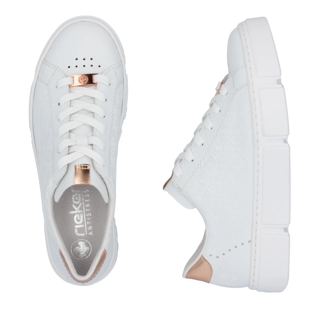 Rieker Plateausneaker mit metallicfarbenen Akzenten Freizeitschuh Halbschuh Schnürschuh Exklusive Angebote