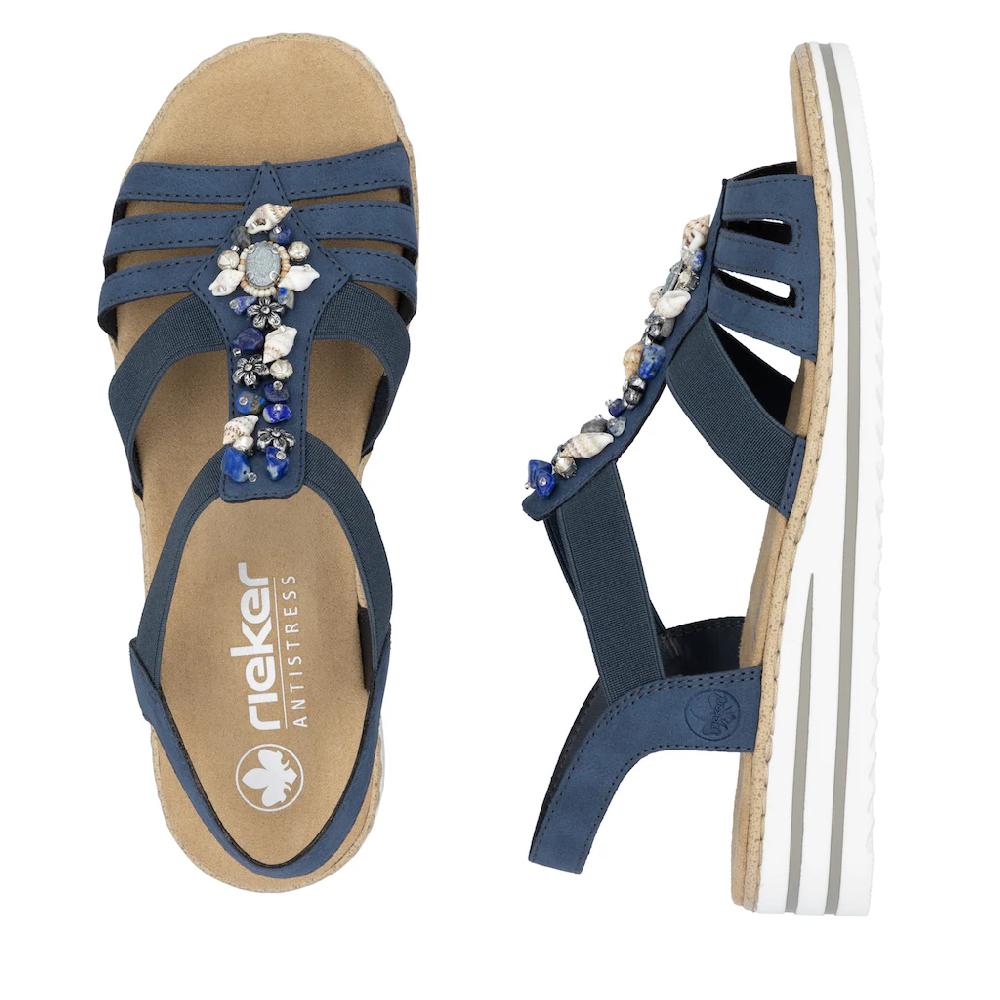 Rieker Riemchensandale Sommerschuh Sandalette Keilabsatz mit sommerlicher Verzierung kaufen Nur noch ein Tag übrig
