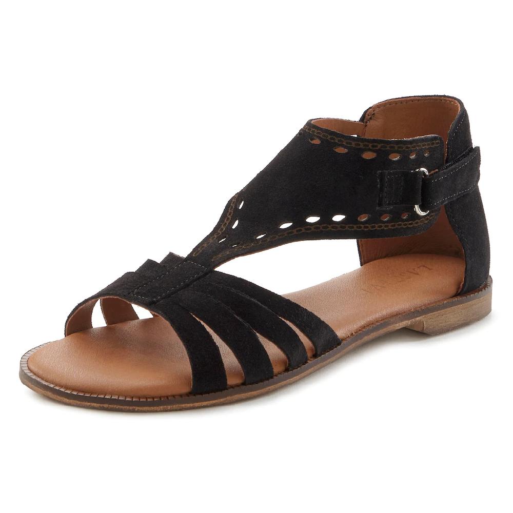 LASCANA Sandale Sandalette Sommerschuh aus hochwertigem Leder mit kleinen Cut-Outs Super Rabatt