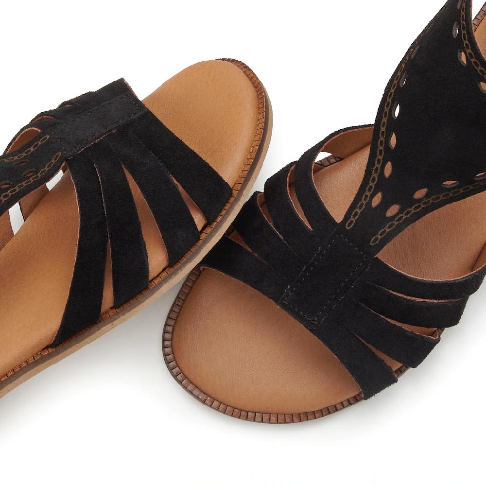 LASCANA Sandale Sandalette Sommerschuh aus hochwertigem Leder mit kleinen Cut-Outs Super Rabatt