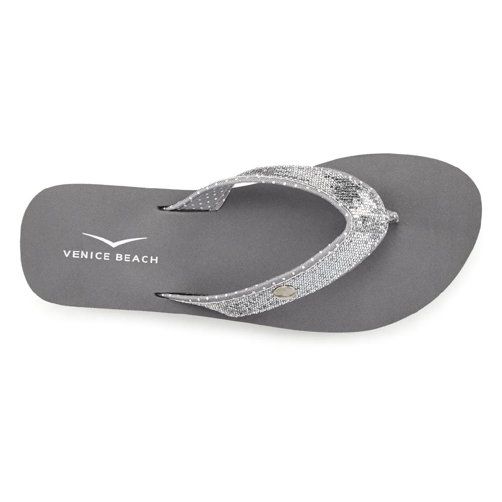 Venice Beach Badezehentrenner Sandale Pantolette Badeschuh ultraleicht mit Glitzerband VEGAN Rabatt