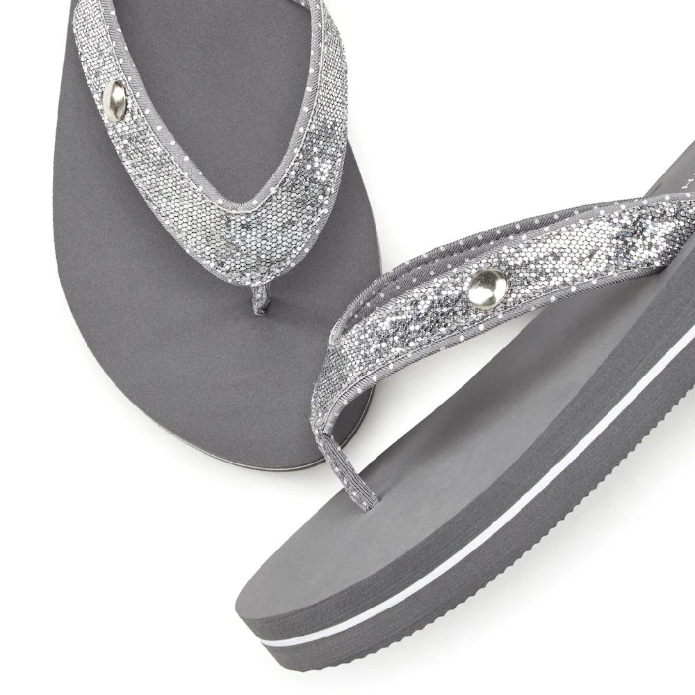 Venice Beach Badezehentrenner Sandale Pantolette Badeschuh ultraleicht mit Glitzerband VEGAN Rabatt