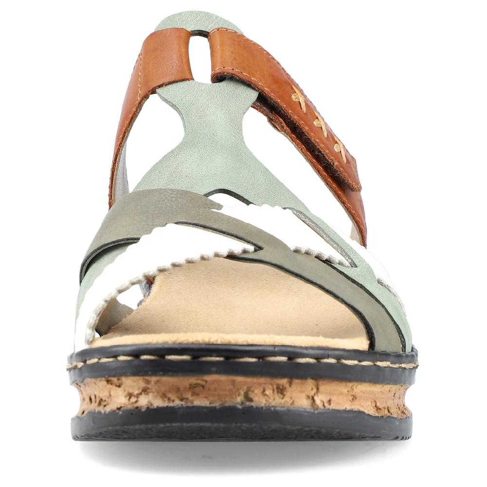 Rieker Pantolette Keilabsatz Sommerschuh Schlappen mit praktischem Klettriemchen online bestellen Saisonschlussverkauf
