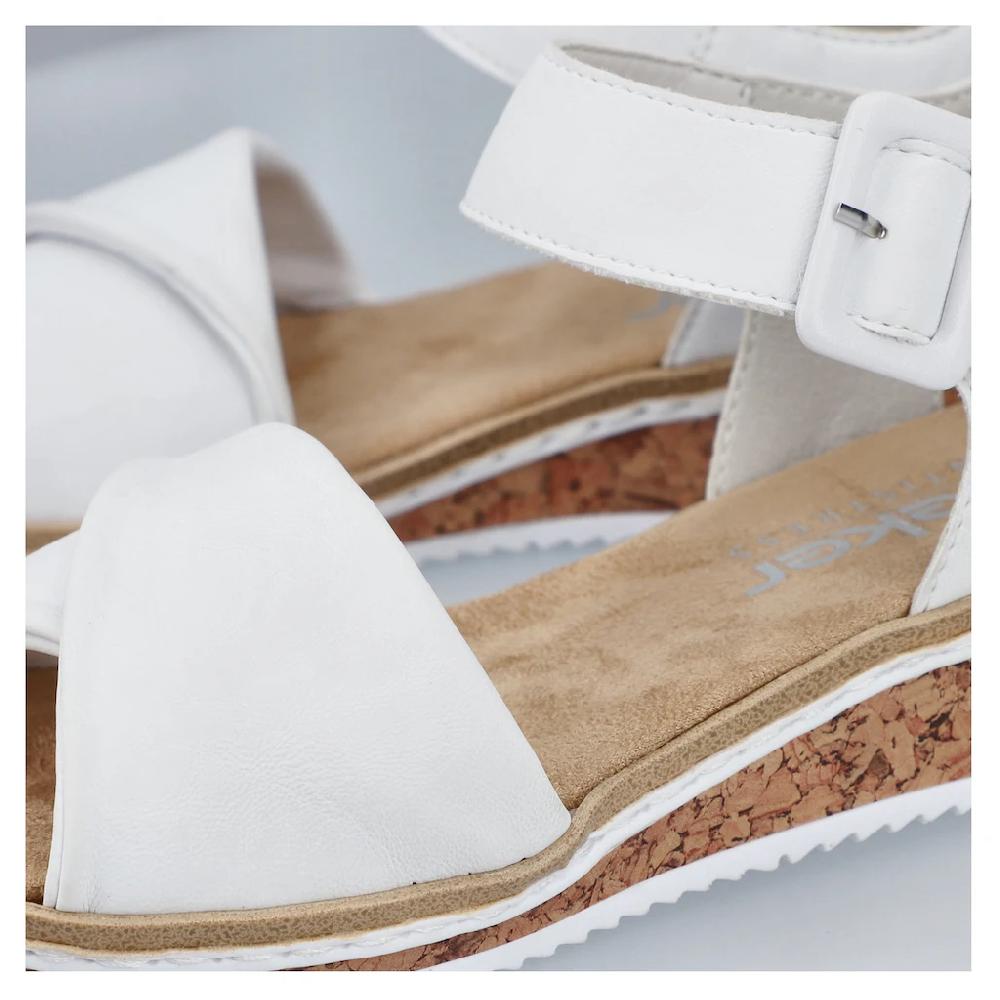 Rieker Sandalette Keilsandale Sommerschuh Urlaubsschuh mit Klettriemchen Top Angebot