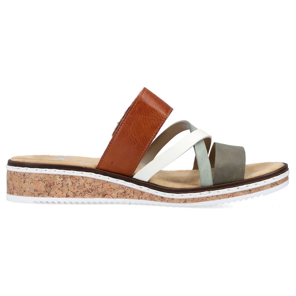 Rieker Pantolette Keilabsatz Sommerschuh Schlappen mit Klettriemchen online bestellen Große Rabatte