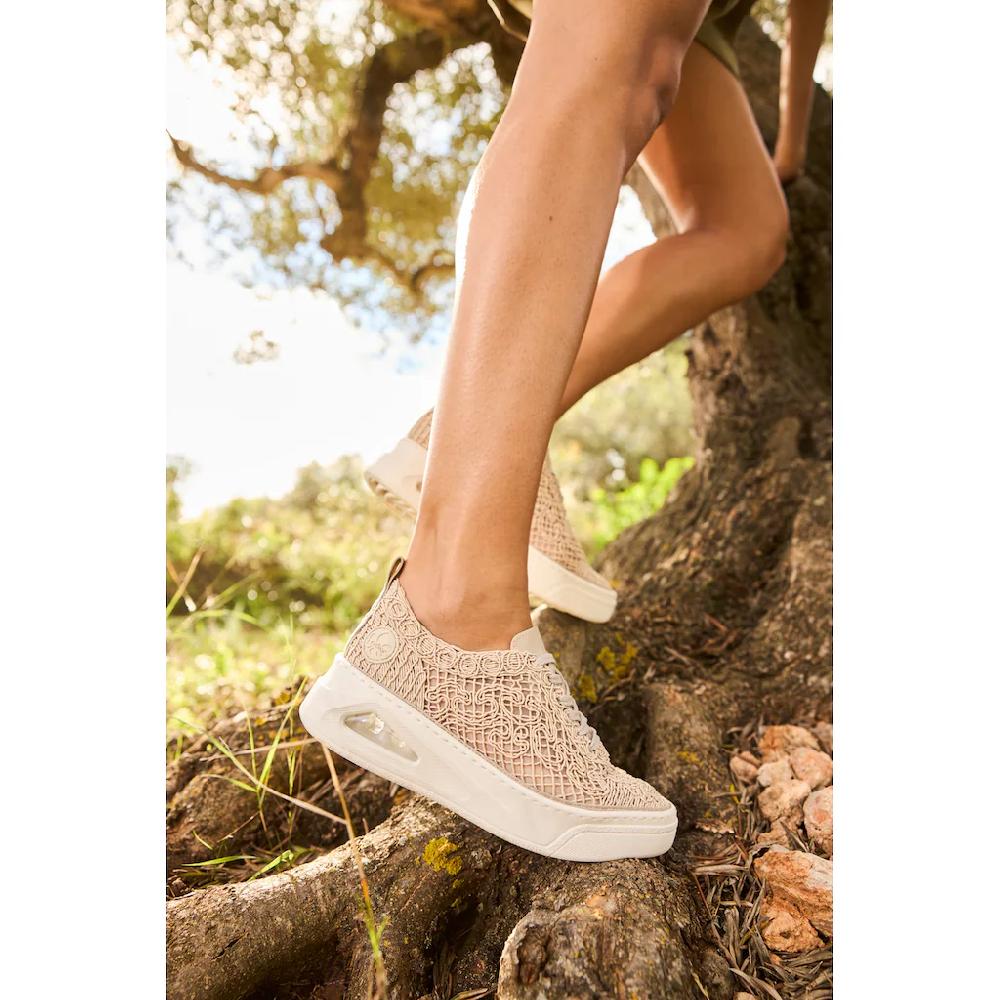 Rieker Plateausneaker Schnürschuh Halbschuh in sommerlicher Makramee-Optik Discount Store für neue Produkte