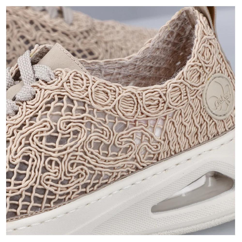 Rieker Plateausneaker Schnürschuh Halbschuh in sommerlicher Makramee-Optik Discount Store für neue Produkte
