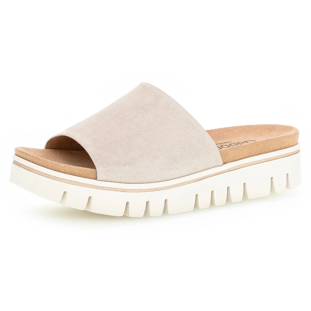 Gabor Pantolette Keilabsatz Sommerschuh Schlappen mit eingearbeitetem Gummizug online kaufen