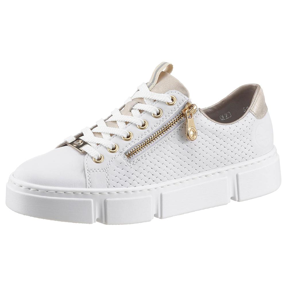 Rieker Plateausneaker mit goldfarbenen Details Freizeitschuh Halbschuh Schnürschuh online bestellen