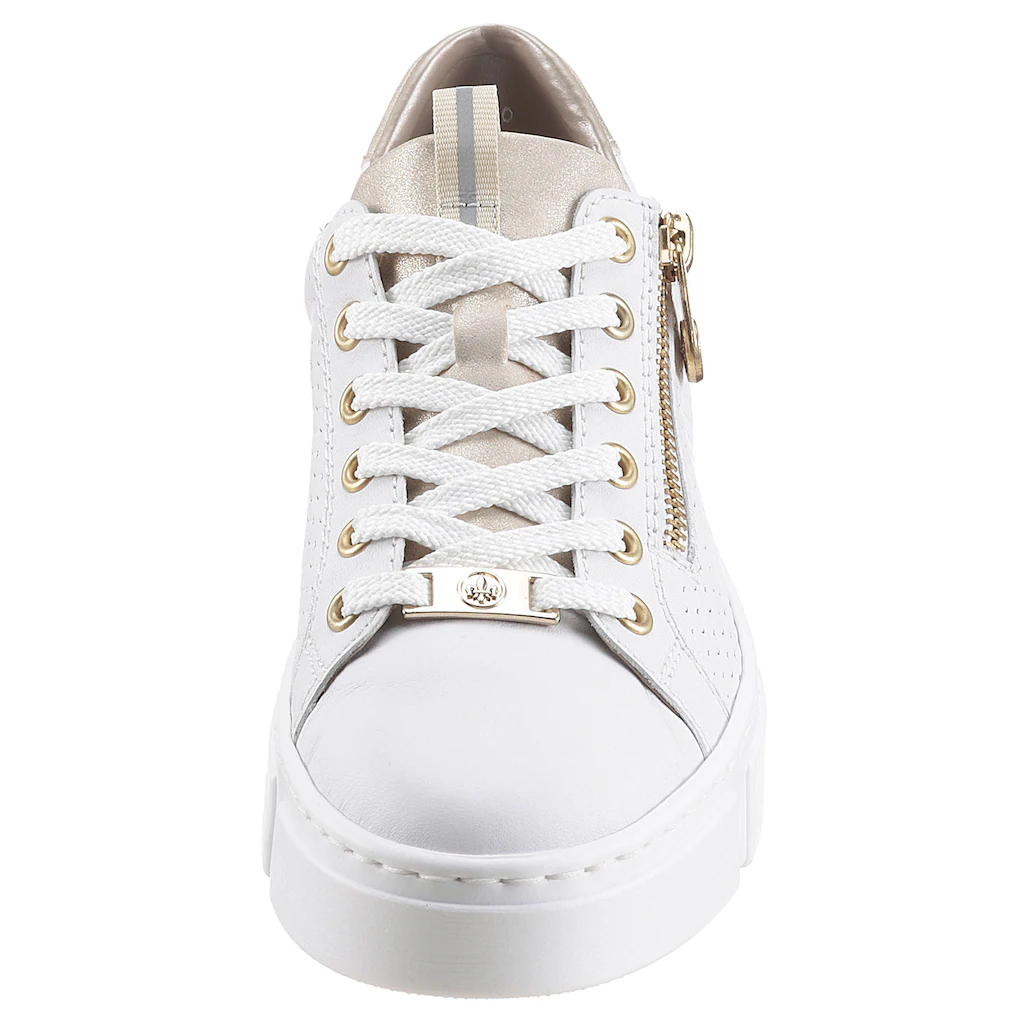 Rieker Plateausneaker mit goldfarbenen Details Freizeitschuh Halbschuh Schnürschuh online bestellen Vatertagsangebot