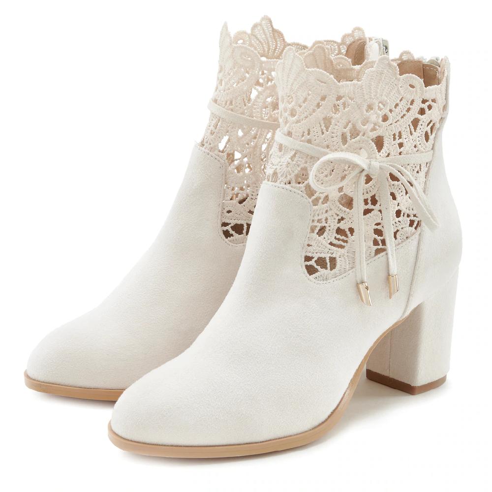 LASCANA High-Heel-Stiefelette »Trachten-Schuh Dirndl-Schuh « mit modischer Spitze und bequemen Blockabsatz Ankle Boot Stiefel online kaufen Saisonale Angebote