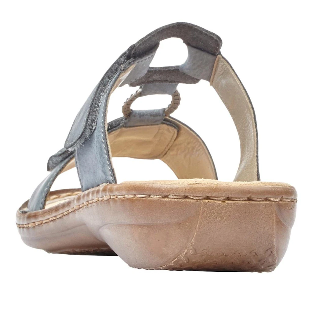 Rieker Pantolette Keilabsatz Sommerschuh Schlappen mit Schmuckring kaufen Tägliche Deals