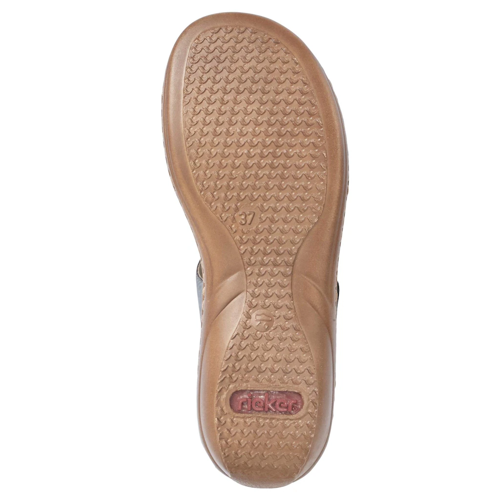 Rieker Pantolette Keilabsatz Sommerschuh Schlappen mit Schmuckring kaufen Tägliche Deals
