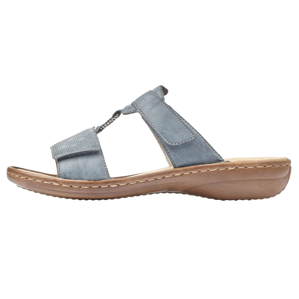 Rieker Pantolette Keilabsatz Sommerschuh Schlappen mit Schmuckring kaufen Tägliche Deals