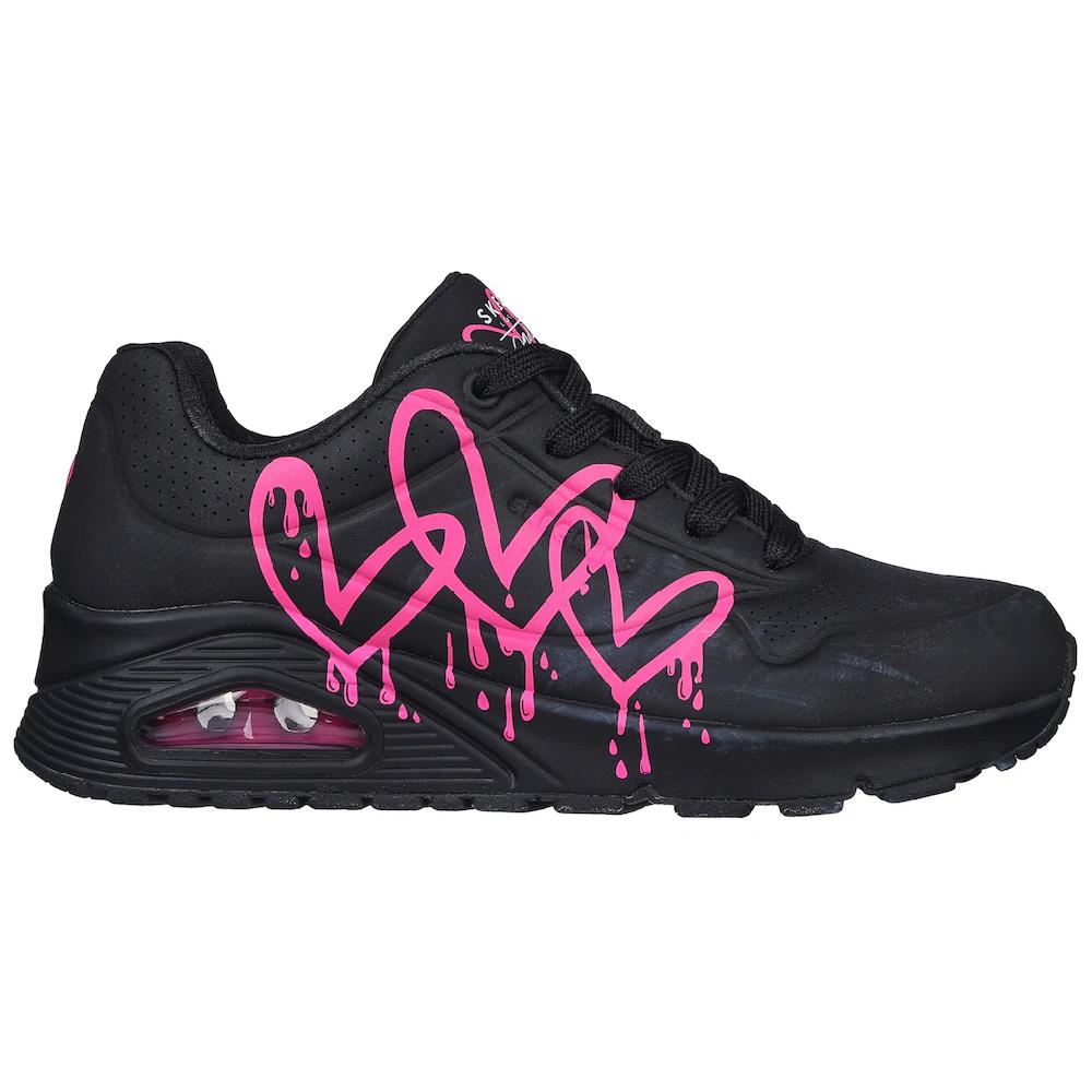 Skechers Sneaker »UNO DRIPPING IN LOVE« mit Herzen-Graffity-Print Freizeitschuh Halbschuh Schnürschuh bestellen Blitzverkäufe