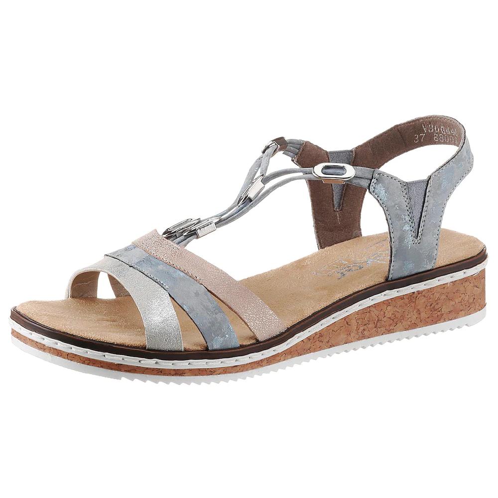 Rieker Riemchensandale Sommerschuh Sandalette Keilabsatz mit dezenter Schmuckverzierung online kaufen Zeitbegrenzte Promotion