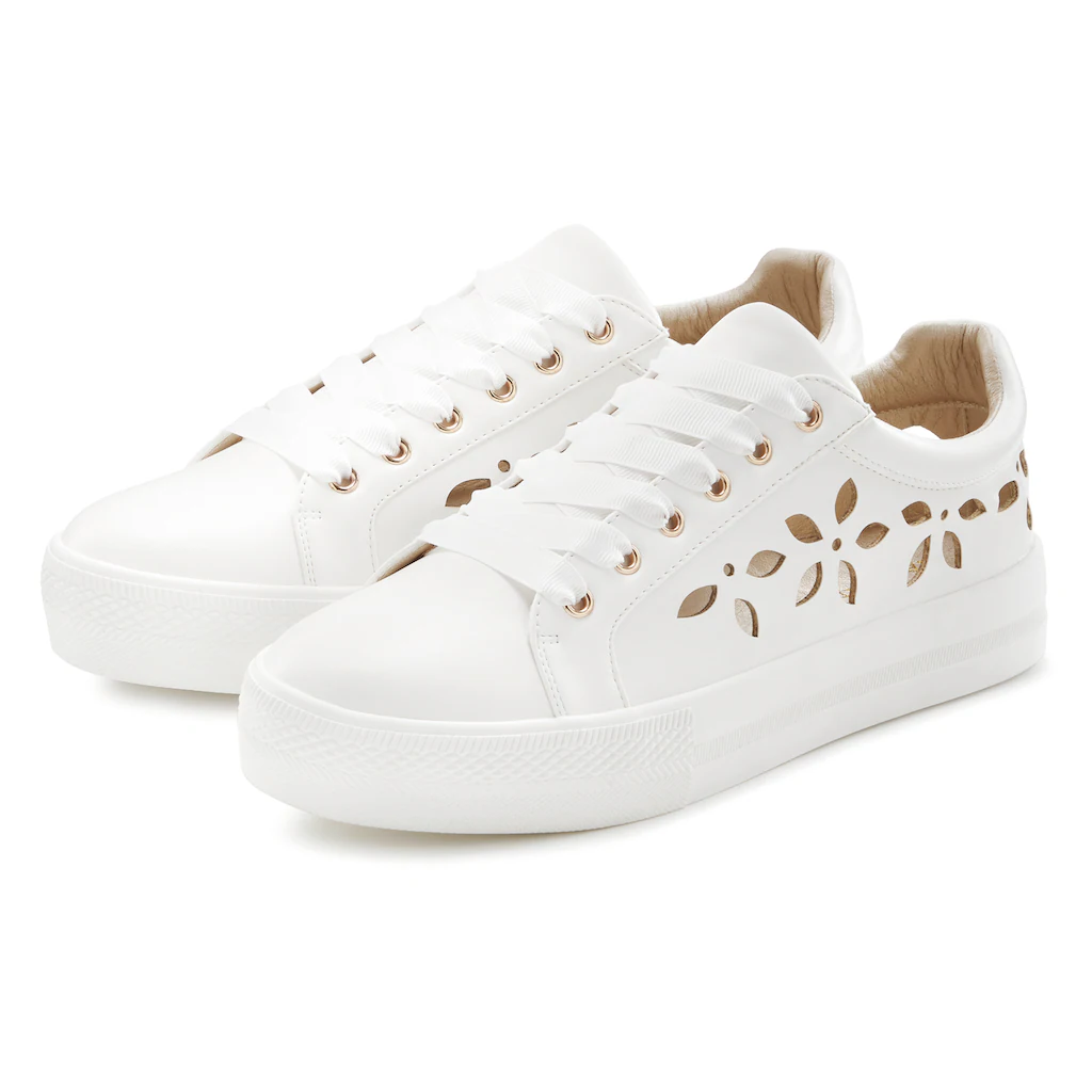 LASCANA Sneaker mit kleinen Cut-Outs Schnürhalbschuhe Freizeitschuhe VEGAN ▷ für