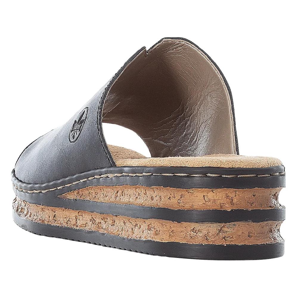 Rieker Pantolette Plateau Sommerschuh Schlappen in klassischer Optik online bestellen Schlussverkauf