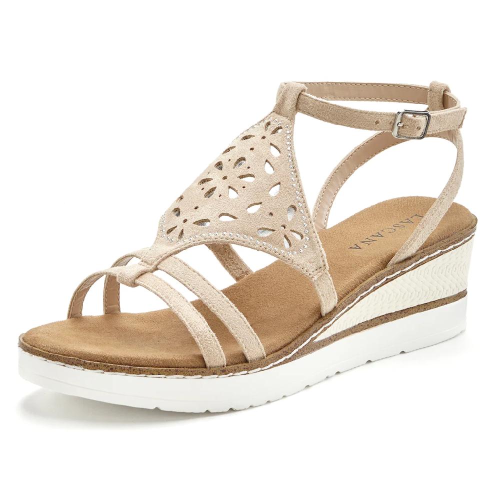 LASCANA Sandalette Sandalette Sommerschuh mit Keilabsatz gepolsterter Innensohle VEGAN kaufen