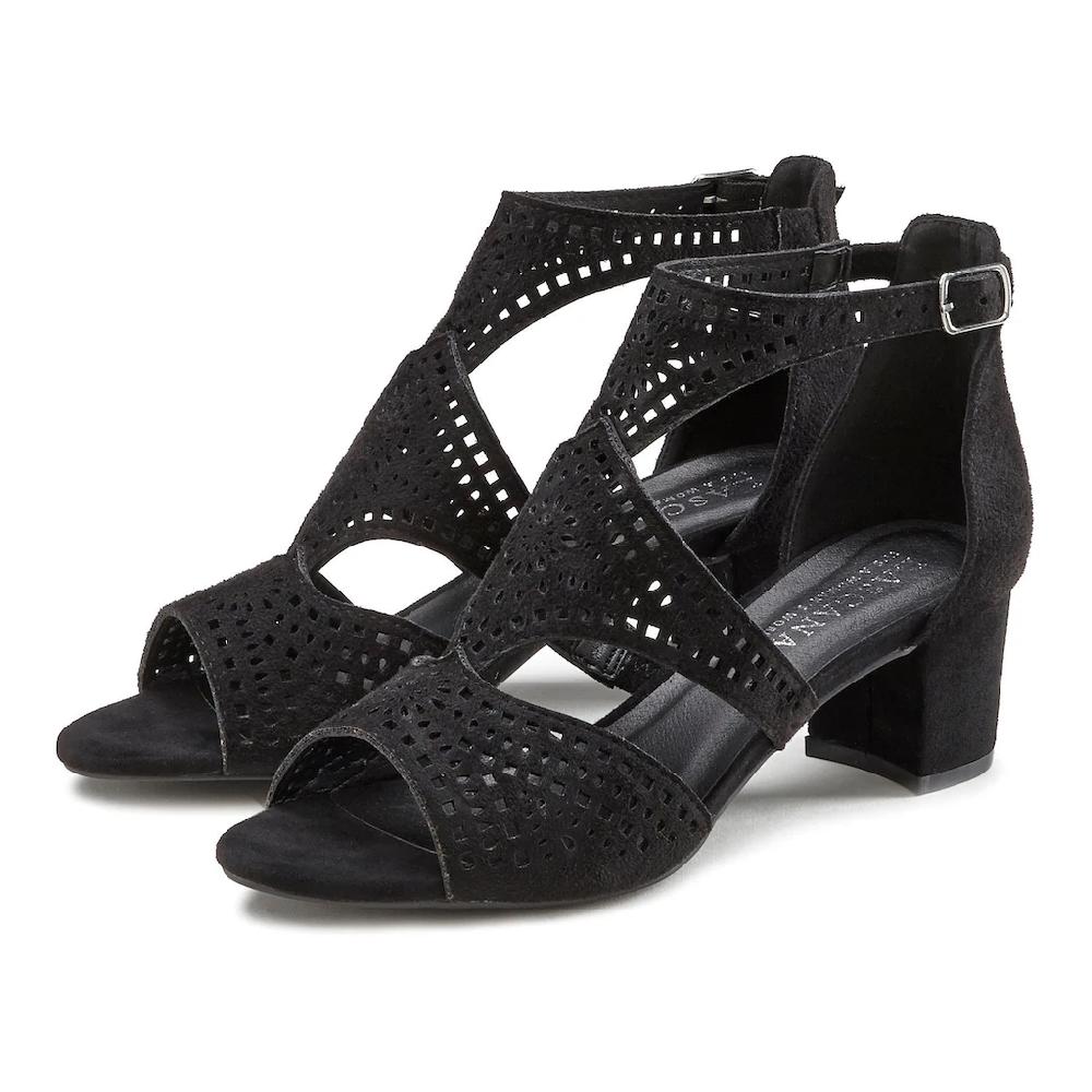 LASCANA Riemchensandalette Sandalette Sommerschuh mit Cut-Outs und bequemen Blockabsatz VEGAN bestellen Angebote