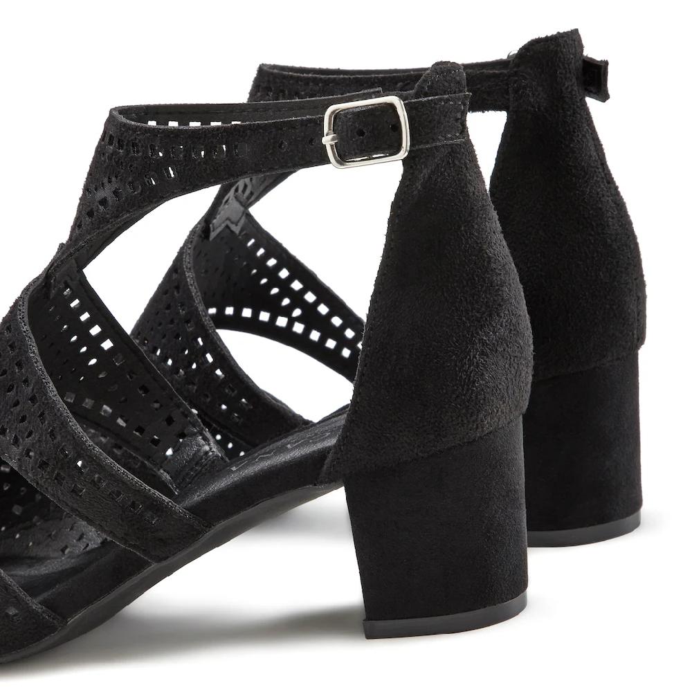 LASCANA Riemchensandalette Sandalette Sommerschuh mit Cut-Outs und bequemen Blockabsatz VEGAN bestellen Angebote