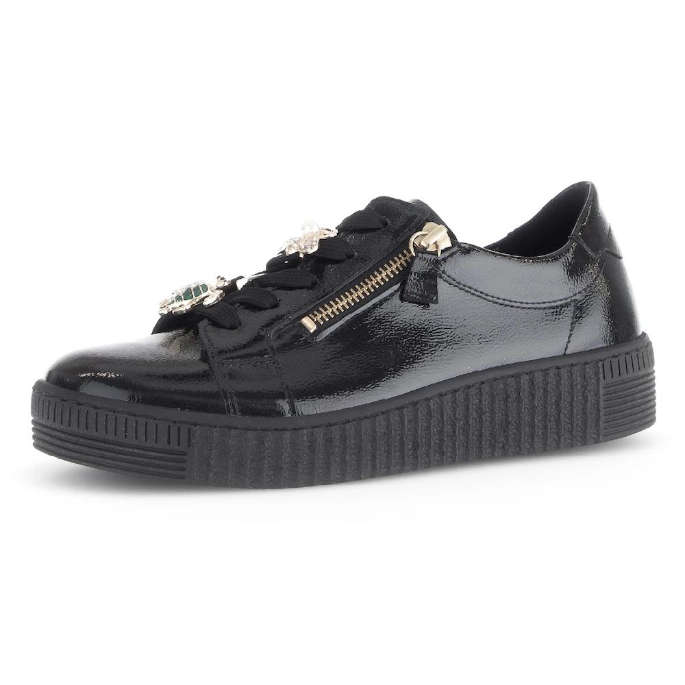 Gabor Plateausneaker Freizeitschuh Halbschuh Schnürer mit edlen Schmuck-Tiermotiven online bestellen