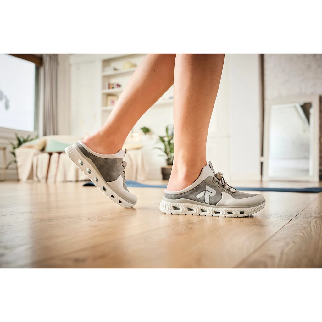 RIEKER Sport Clog Schlupfschuh Sabot Sneaker mit aufgesetztem Schnellverschluss Neueste Mode