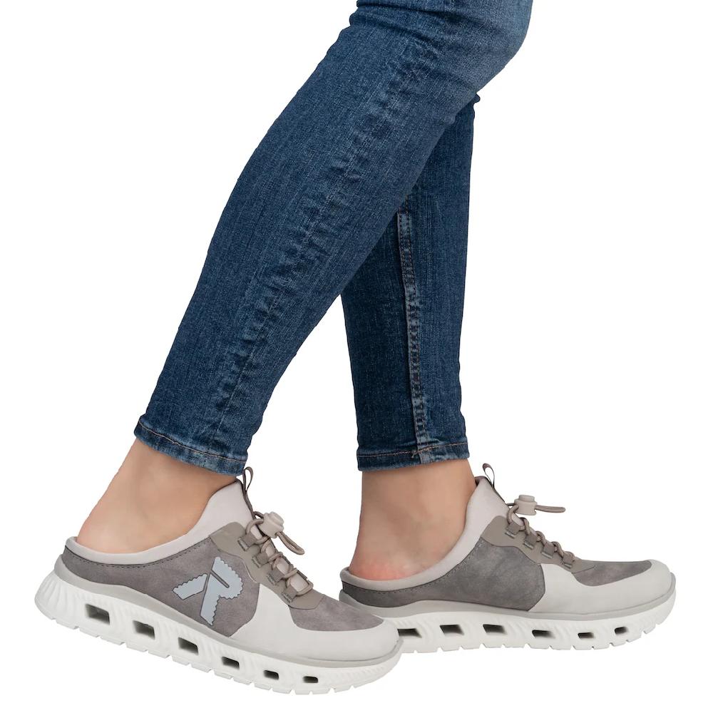 RIEKER Sport Clog Schlupfschuh Sabot Sneaker mit aufgesetztem Schnellverschluss Neueste Mode