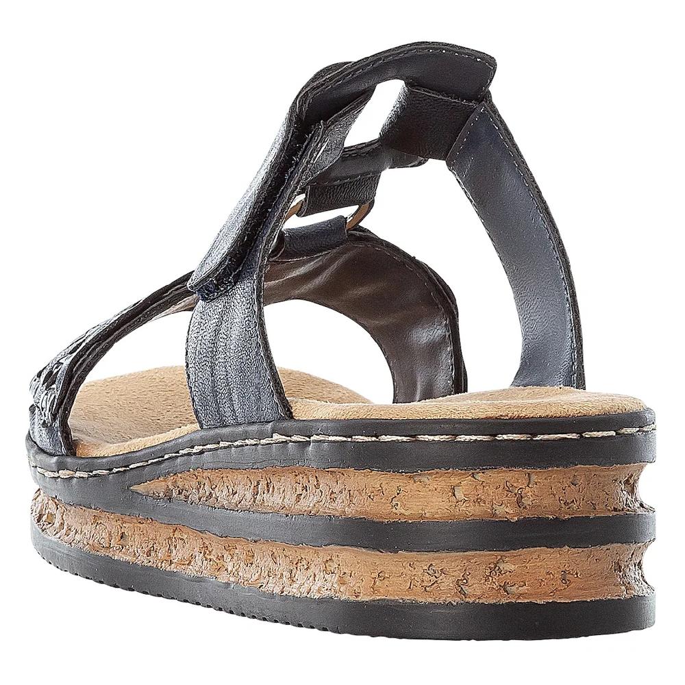 Rieker Pantolette Keilabsatz Sommerschuh Schlappen mit Riemchen in Flechtoptik ▷ für Begrenzt auf 3 Tage