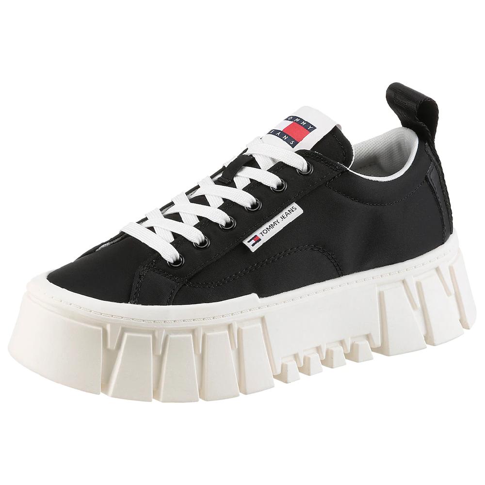 Tommy Jeans Plateausneaker »TJW FLATFORM SNEAKER NYLON« Freizeitschuh Halbschuh Schnürschuh mit markanter Plateausohle kaufen Im Verkauf