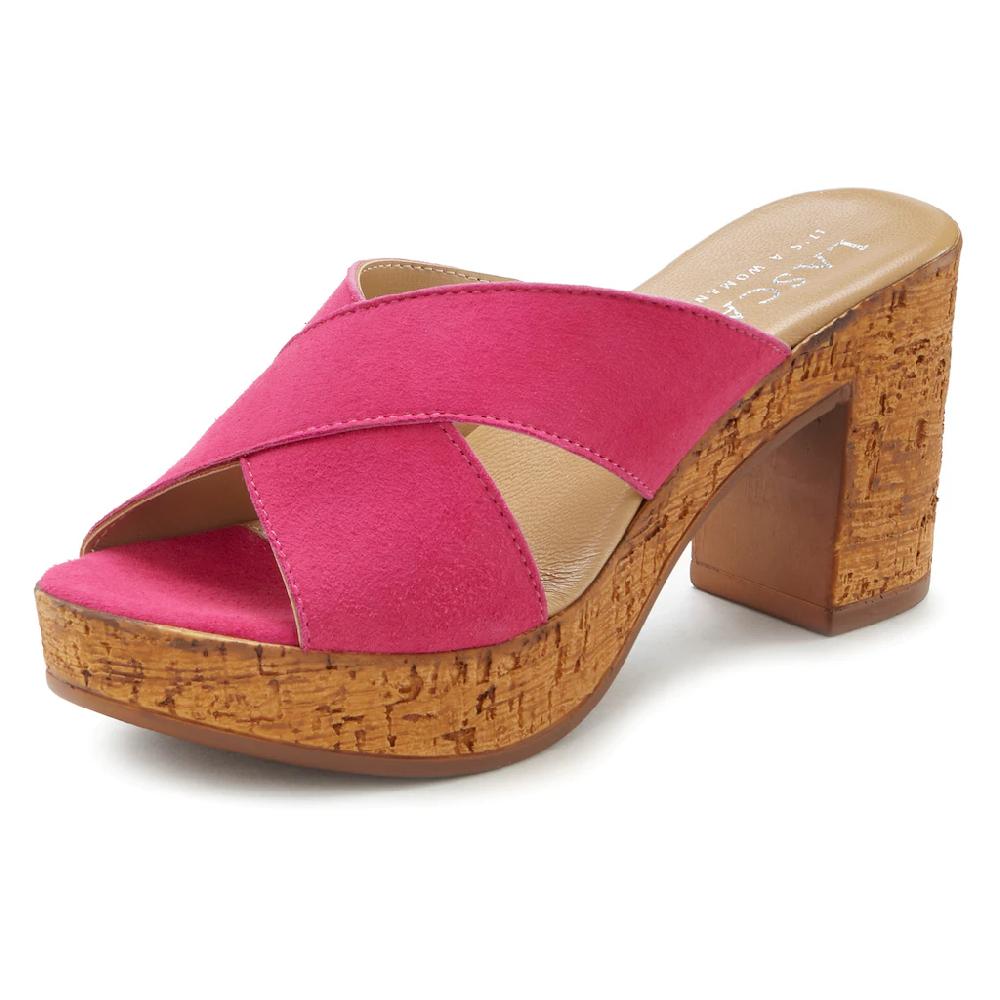 LASCANA Pantolette Mule Sandale offener Schuh aus Leder mit Blockabsatz online kaufen Verkauf