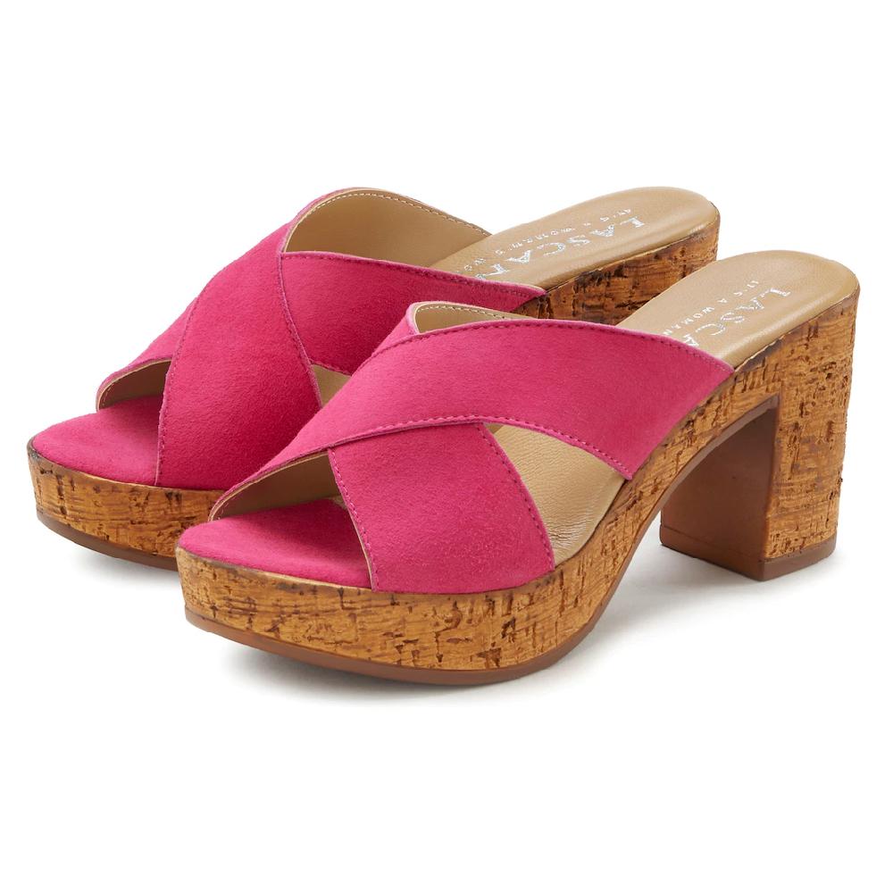 LASCANA Pantolette Mule Sandale offener Schuh aus Leder mit Blockabsatz online kaufen Verkauf