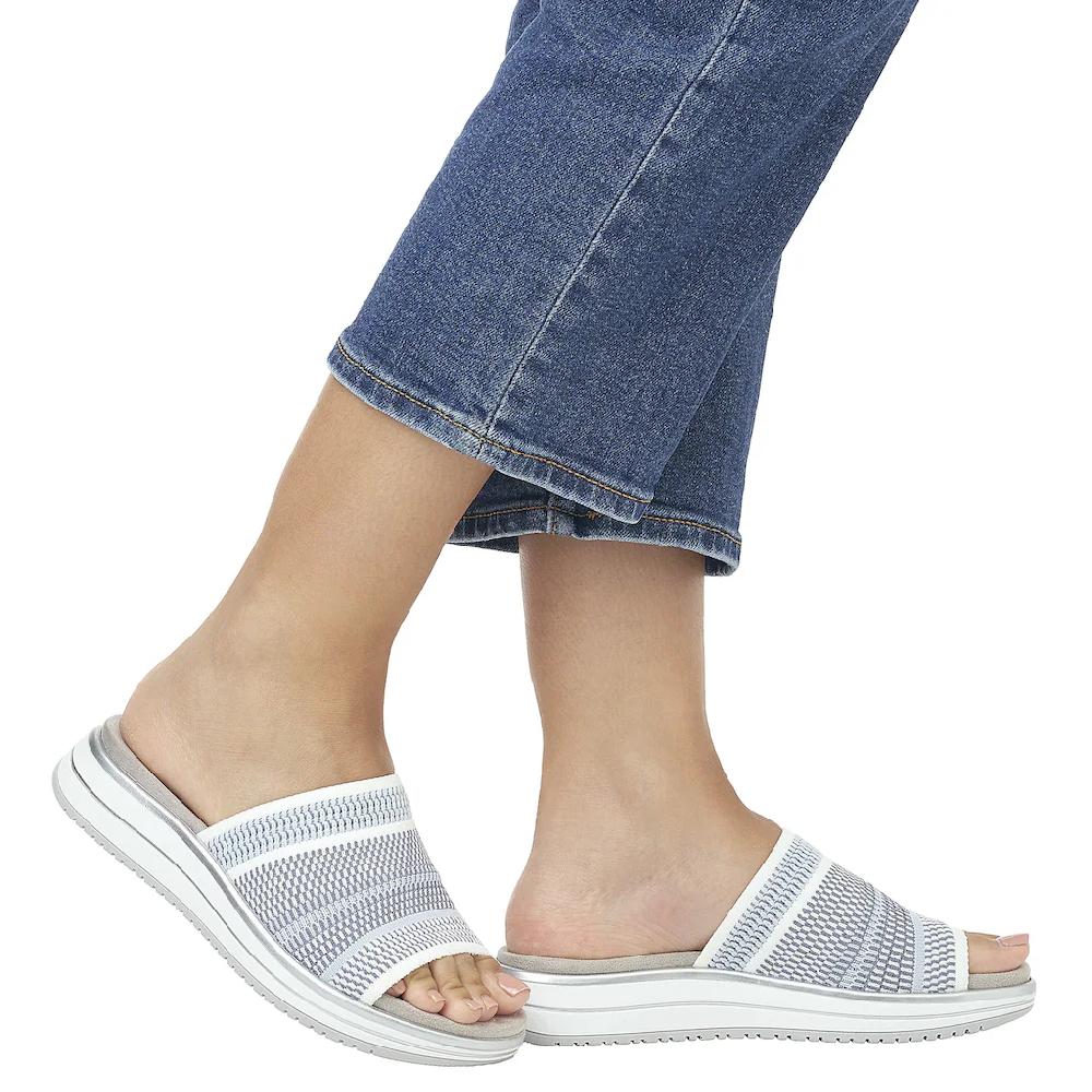 Remonte Pantolette Keilabsatz Sommerschuh Schlappen mit praktischem Gummizug ▷ für Versandkostenfrei