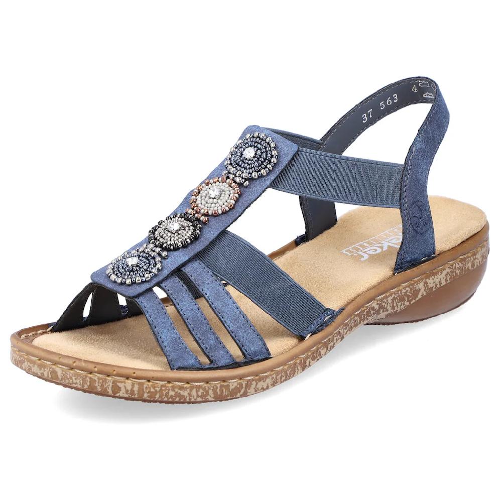 Rieker Riemchensandale Sommerschuh Sandalette Keilabsatz mit Zierperlen besetzt bestellen Großer Ausverkauf