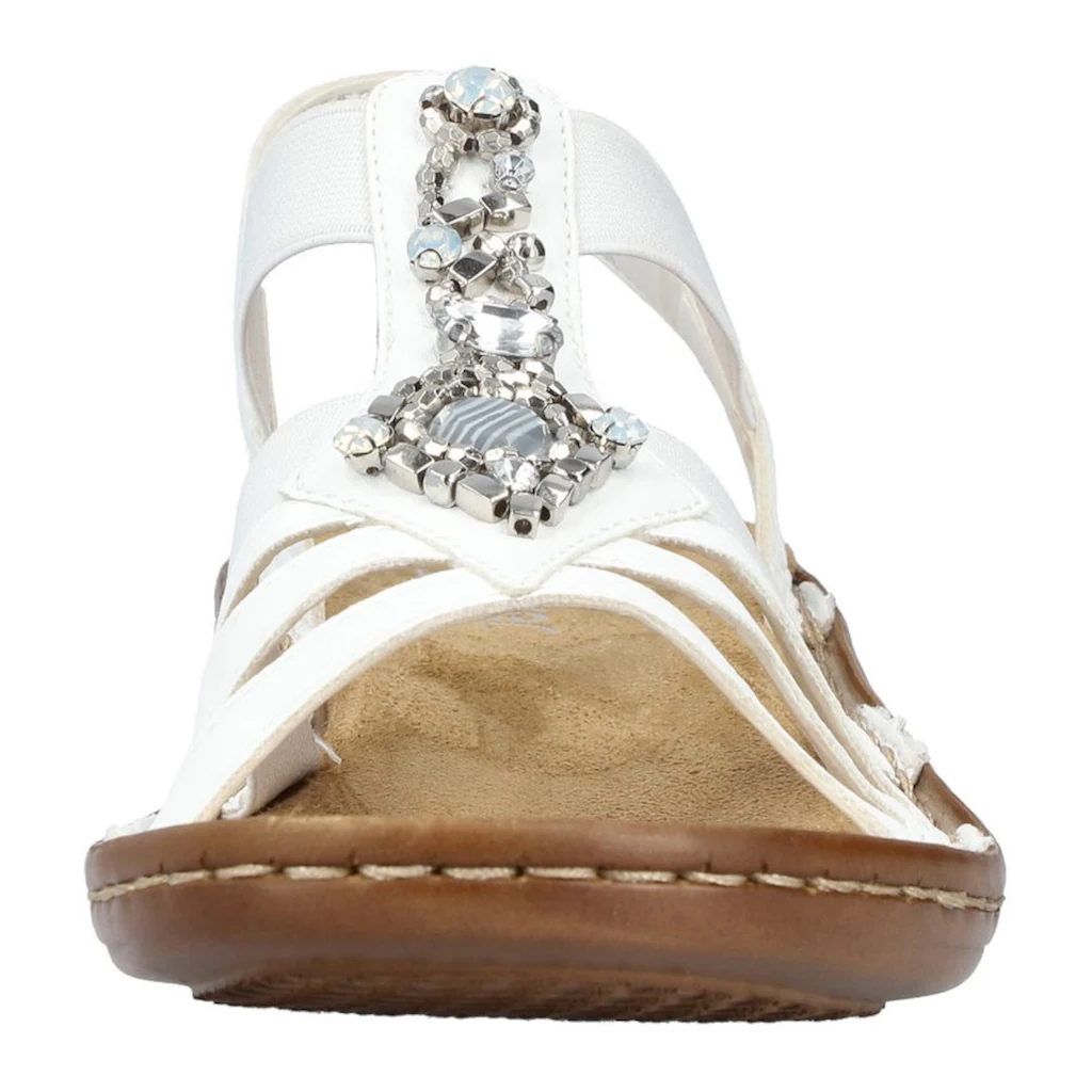 Rieker Riemchensandale Sommerschuh Sandalette Keilabsatz mit Schmucksteinen besetzt bestellen Exklusive Angebote