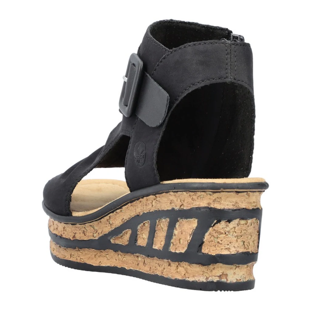 Rieker Keilsandalette Sommerschuh Sandale Keilabsatz mit Reißverschluss innen bestellen Räumungsverkauf