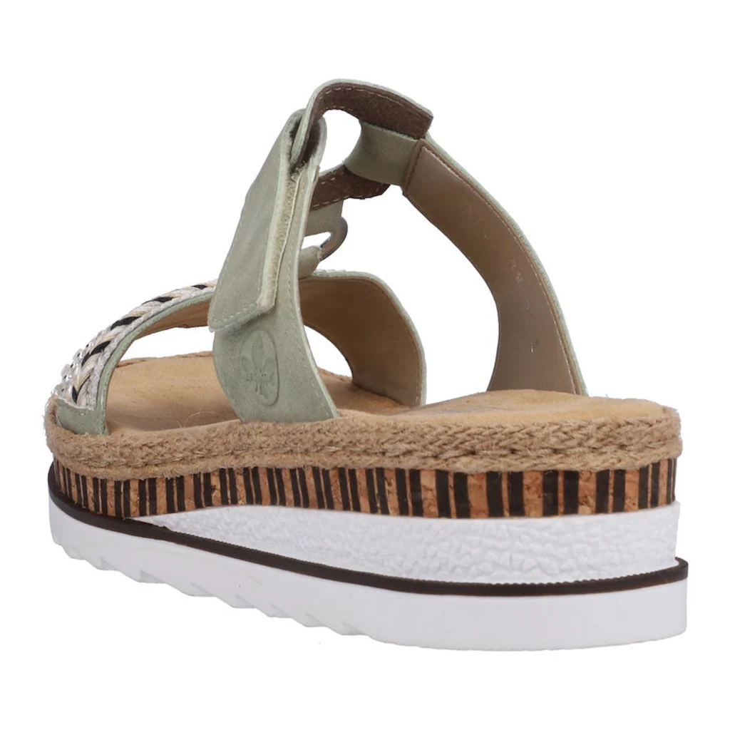 Rieker Pantolette Keilabsatz Sommerschuh Schlappen mit Zierperlen besetzt kaufen Fabrikladen