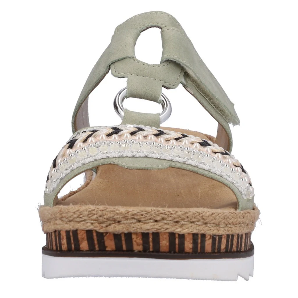 Rieker Pantolette Keilabsatz Sommerschuh Schlappen mit Zierperlen besetzt kaufen Fabrikladen