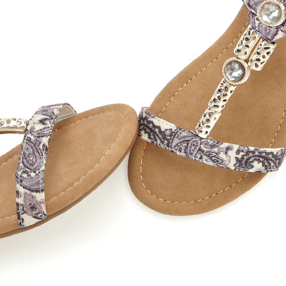 LASCANA Sandale Sandalette Sommerschuh mit Schmuckkettchen und Schmucksteinen VEGAN zollfrei